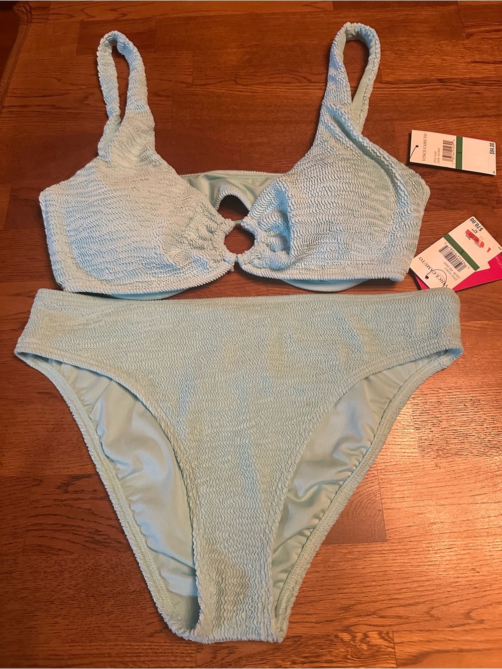 Vince Camuto Oasis Textured Light Blue Bikini Set